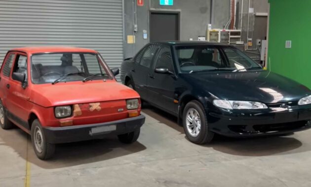 Fiat 126 de dos cilindros Duel Ford Falcon V8 en prueba de economía de combustible