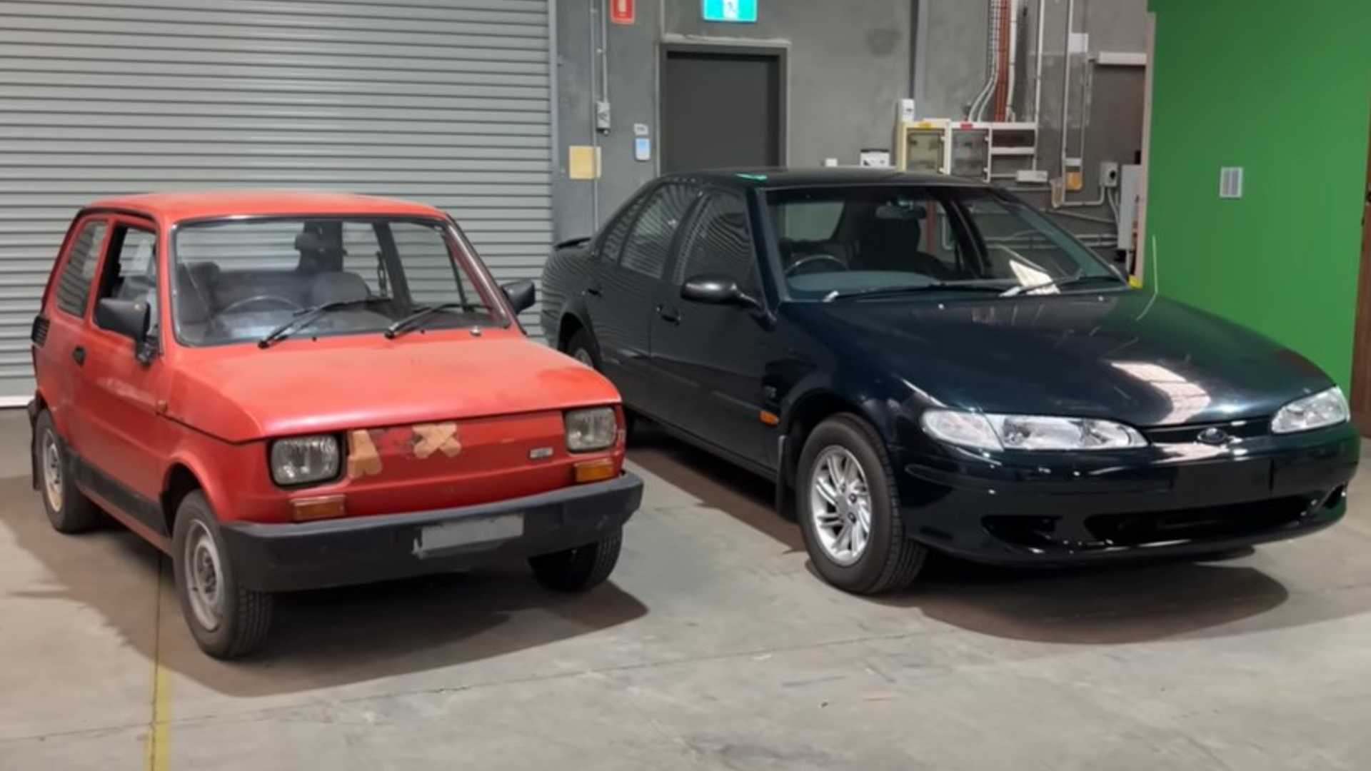 Fiat 126 de dos cilindros Duel Ford Falcon V8 en prueba de economía de combustible