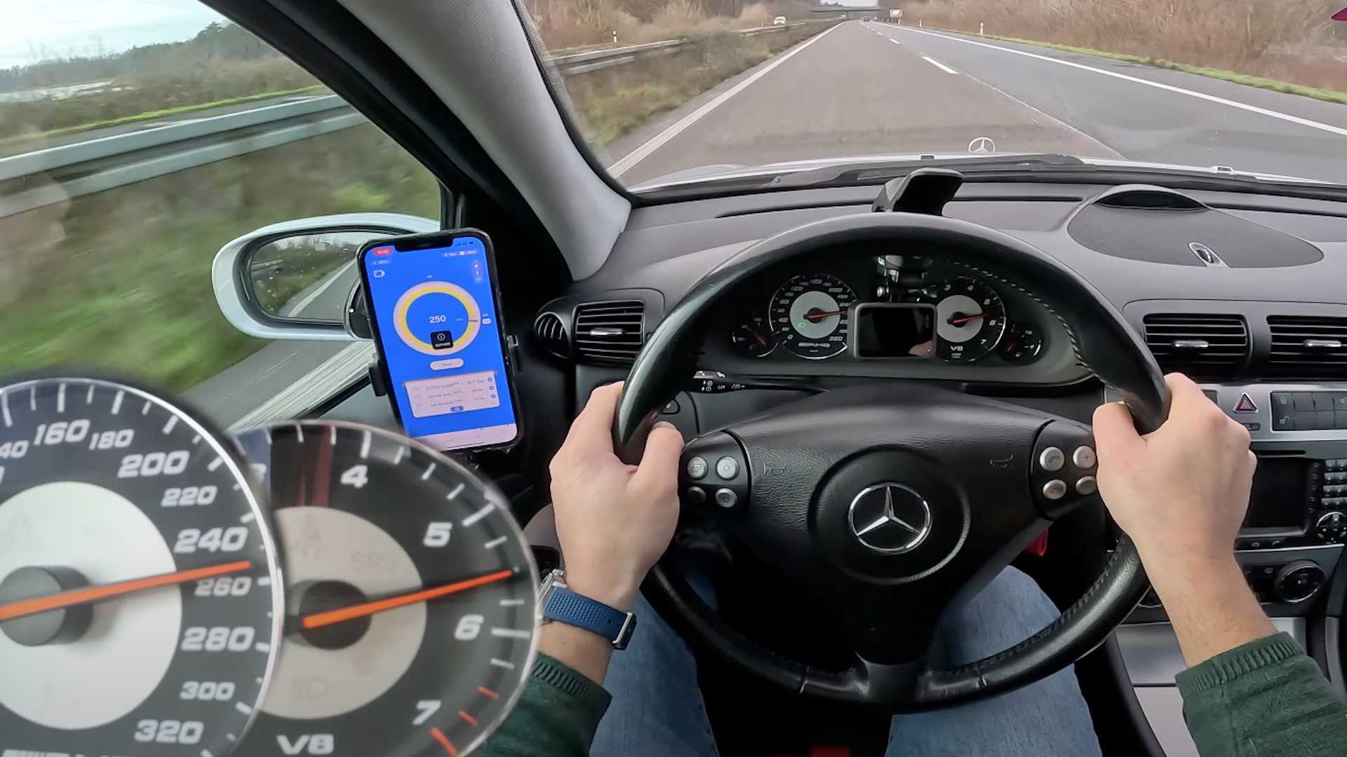 Mercedes C55 AMG Wagon Tops 155 MPH In Its Winter Run On The Autobahn