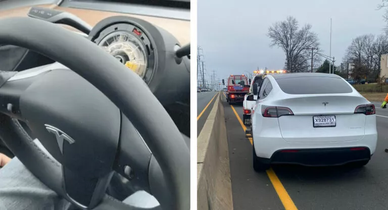 Tesla Model Y steering wheel comes off on the road