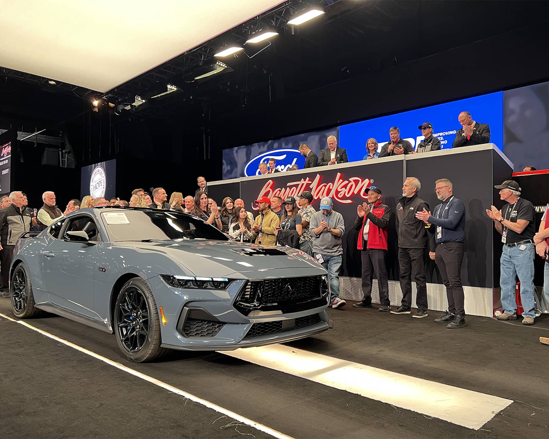 The first unit of what promises to be the last pure muscle car has been auctioned, and they have paid almost half a million euros
