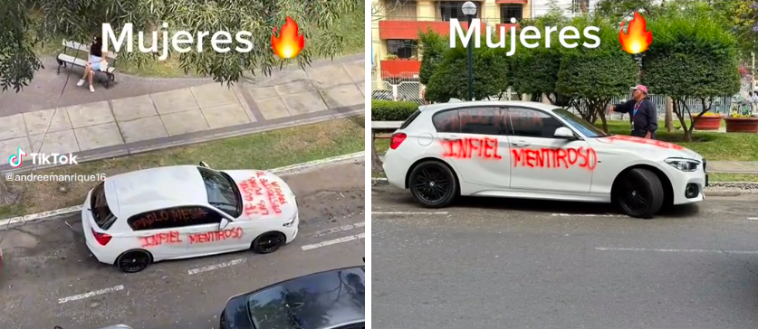 They painted his car with Spray and it goes viral on TikTok: "Paolo Mesia, unfaithful, liar" (+Video)