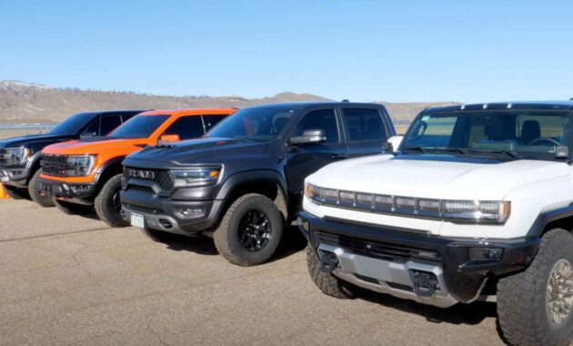 Hummer EV Faces Ford Raptor R, F-150 Raptor, Ram TRX In Drag Race