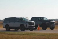 See Cadillac Escalade-V Drag Race Ram TRX In Heavyweight V8 Battle