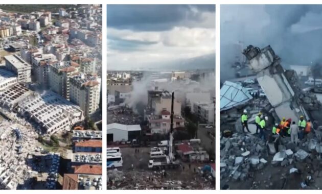 Shocking video of the earthquake in Turkey recorded with a drone